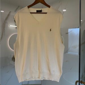 Polo Ralph Lauren Pima Cotton V-Neck Sweater Vest XXL Cream Pony Logo